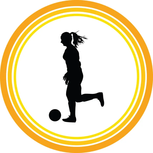 Voetbal Vrouwen Silhouet Meisje Spelen Voetbal Vector — Stockvector