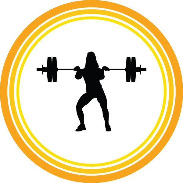 Weight Lifting Girl Silhouette — Stock Vector