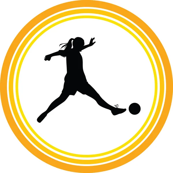 Vrouw Spelen Voetbal Vector — Stockvector