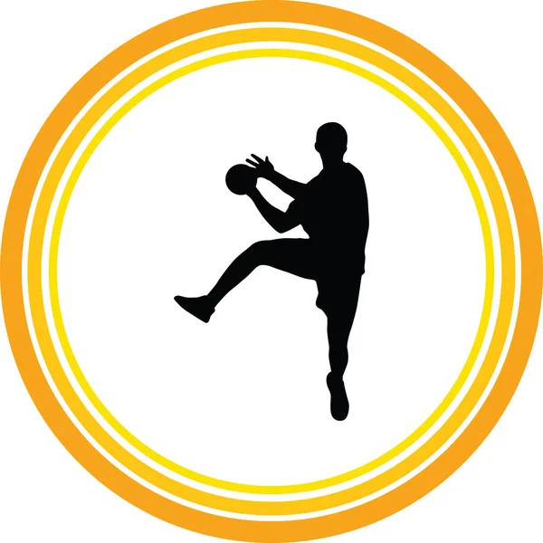 Handball Player Silhouette Vector — Stock Vector