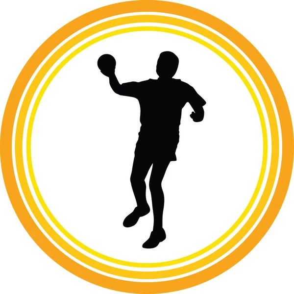 Handball Player Silhouette Vector — Stock Vector