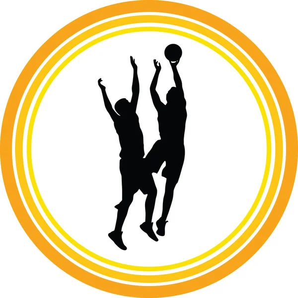 Basketbolcular Eylem Siluet Vektör — Stok Vektör