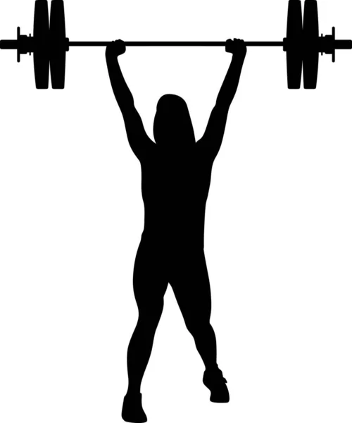 Weight lifting girl silhouette. girl raises weights vector — Stock Vector