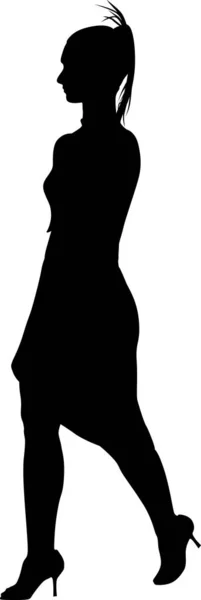Chica elegante con tacones y falda corta — Vector de stock