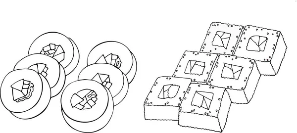 カラフルな寿司セットです 白い背景で隔離のベクトル図 — ストックベクタ