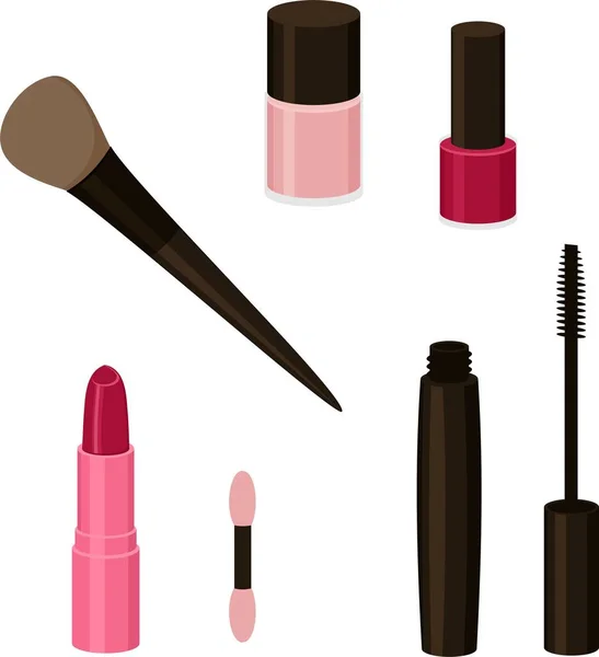 Conjunto simples de cosméticos relacionados ilustração vetorial . —  Vetores de Stock