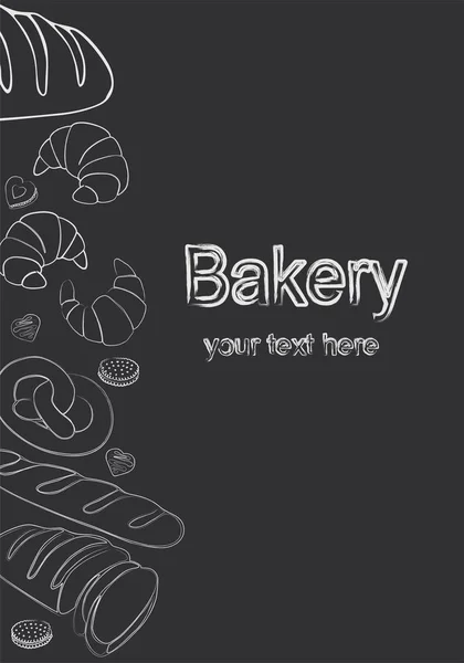 Bakery background. Linear graphic. Bread and pastry collection. Vector illustration. — Stock Vector