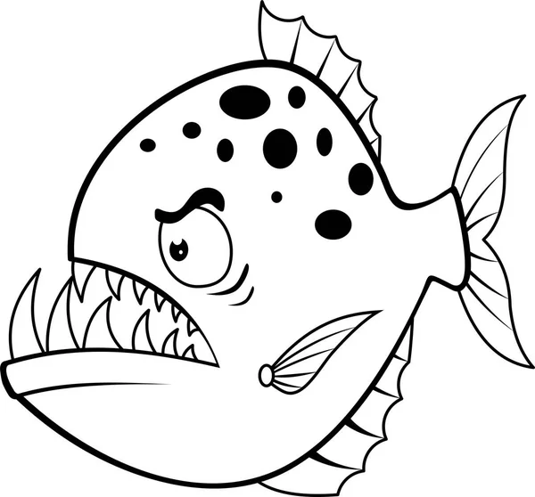 Cartoon boos piranha — Stockvector