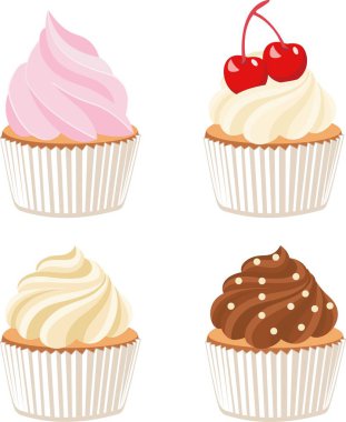 Sevimli vektör cupcakes ve kekler