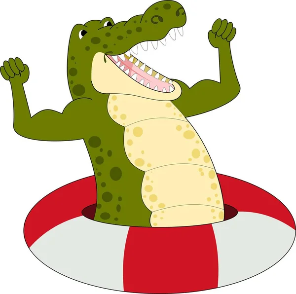 Illustration av Cartoon stark krokodil raster — Stockfoto