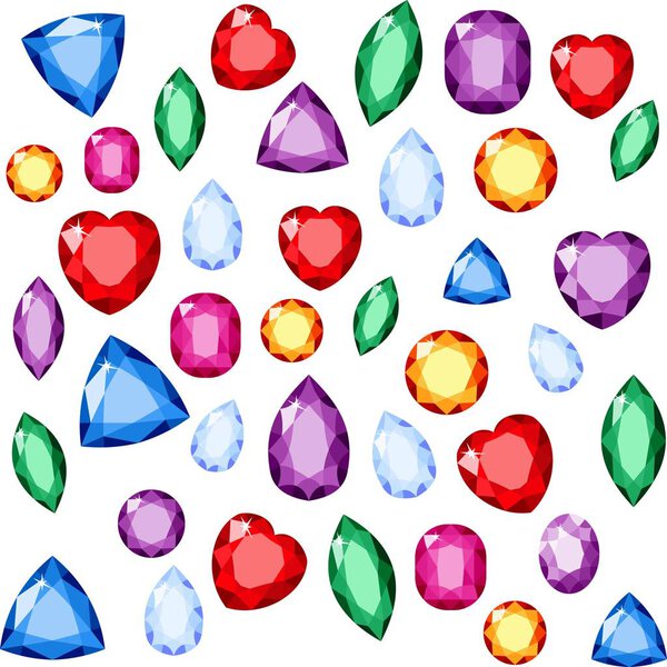 Set of realistic jewels. Colorful gemstones. raster gemstone Illustration