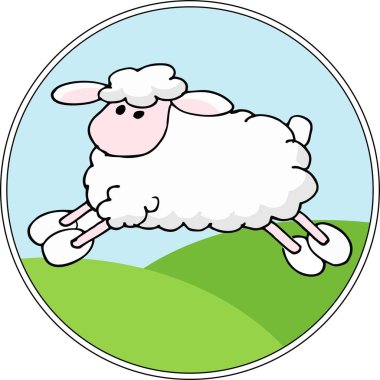Raster manzara arka plan ile karikatür koyun. İllüstrasyon
