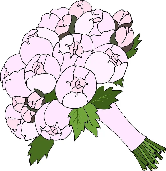 Bouquets Rosa Peónia Flores Casamento Rosa Branco Fundo Branco — Fotografia de Stock