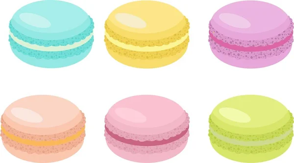 Pasta macaron veya acıbadem kurabiyesi Raster Illustration, renkli badem çerezler, pastel renkler — Stok fotoğraf