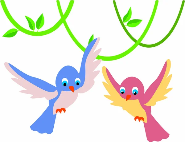 Set di simpatici uccellini colorati isolati su sfondo bianco — Vettoriale Stock