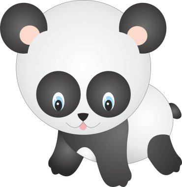 Şirin bebek panda ayakta raster çizimi