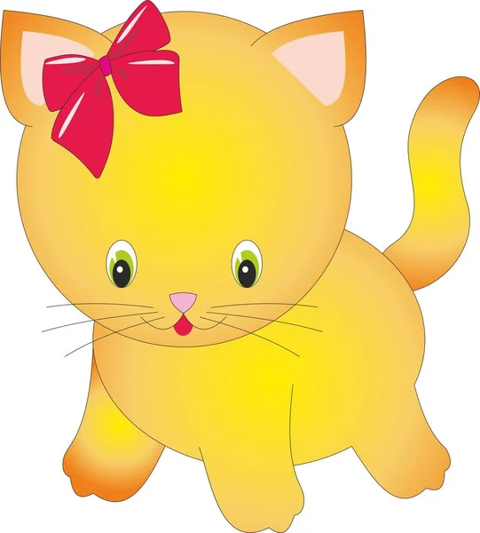 一个有趣的红头发的小猫的栅格插图 — 图库照片