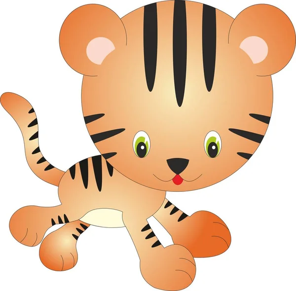 Gullig tecknad tiger. Illustration på vit bakgrund — Stockfoto