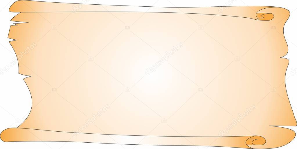 Old paper scroll or parchment Cartoon illustration on white background