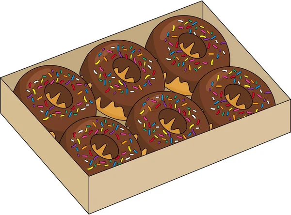 Donuts dentro da caixa isolado em fundo branco. Ilustração vetorial . —  Vetores de Stock