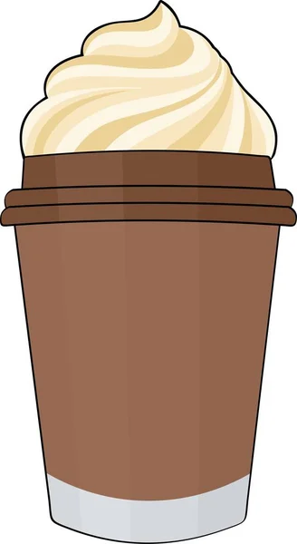 Kaffe med vispgrädde. Kaffe i en kopp utan handtag — Stock vektor
