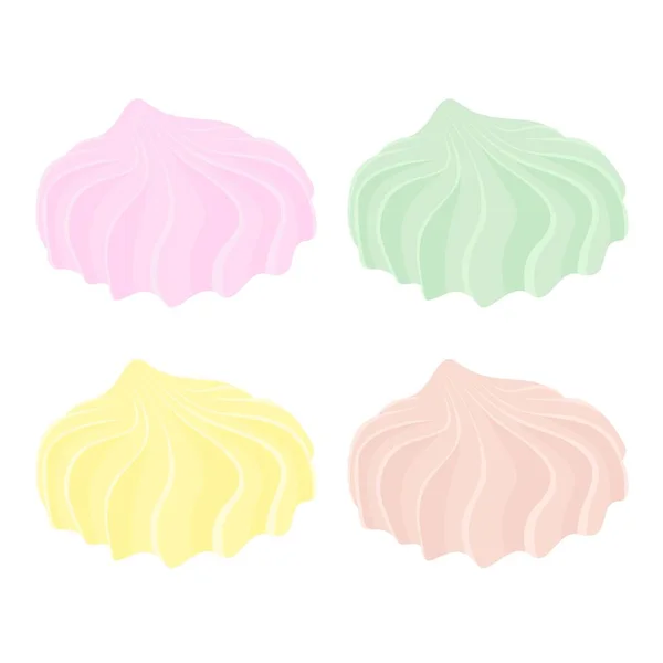 Set of different cartoon varicolored meringues. Zephyr. Dessert. Vector illustration. — Stock Vector