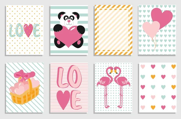 Collection of Valentine day cards. Greeting day flyer templates. Typography poster, card, label, design set. Vector illustration. — Stock Vector