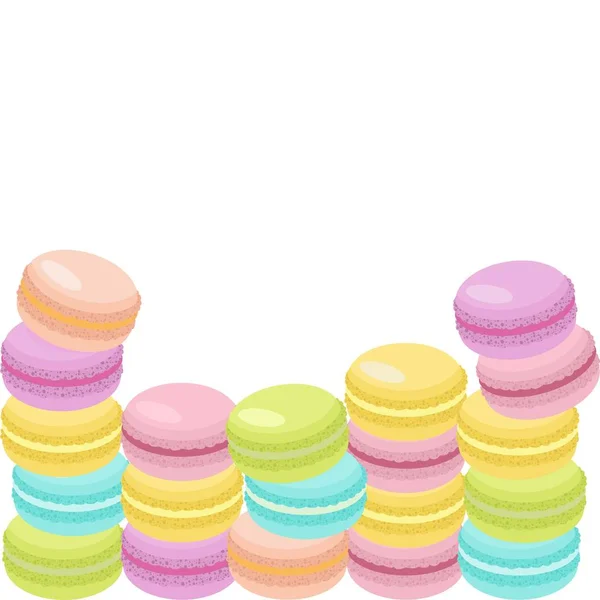 Pastel macaron o macarrón Raster Illustration, galletas de almendras de colores, colores pastel —  Fotos de Stock