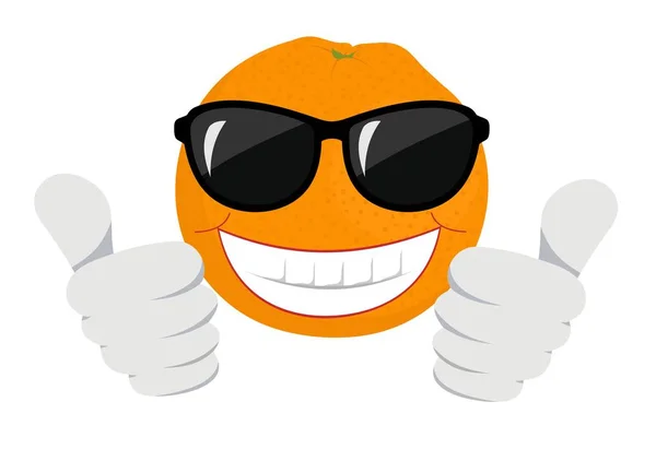 Thumbs Orange Fruit Character Cartoon Style - Stok Vektor