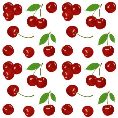 Kiraz izole vektör çizim. Kiraz arka plan. Seamless modeli