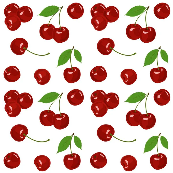 Cherry Geïsoleerde Vectorillustratie Cherry Achtergrond Naadloze Patroon — Stockvector