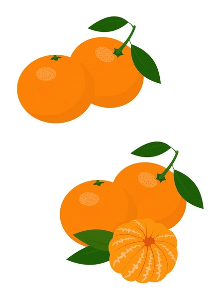 Mandariner Tangerine Clementine Med Blad Isolerad Vit Bakgrund Raster Illustration — Stockfoto