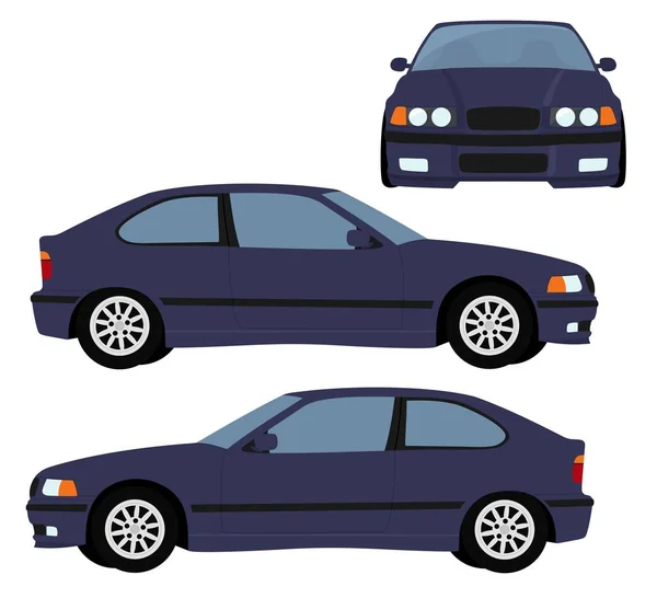 Modelo de vetor de carro no fundo branco. carro hatchback isolado. Um modelo de marca de veículos. Lado, vista frontal. Ilustração vetorial sobre fundo branco —  Vetores de Stock