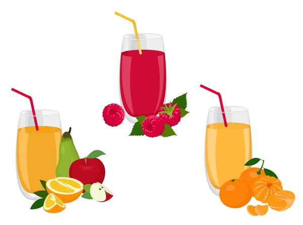 Batido de bagas e frutas, dieta saudável de bebidas vitamínicas suculentas ou conceito de comida vegana, vitaminas frescas. Ilustração Raster — Fotografia de Stock