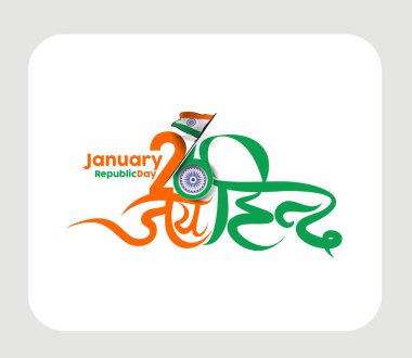 Hint Cumhuriyeti gün kavramı ile metin Jai Hind Hintçe tipografi ile. 