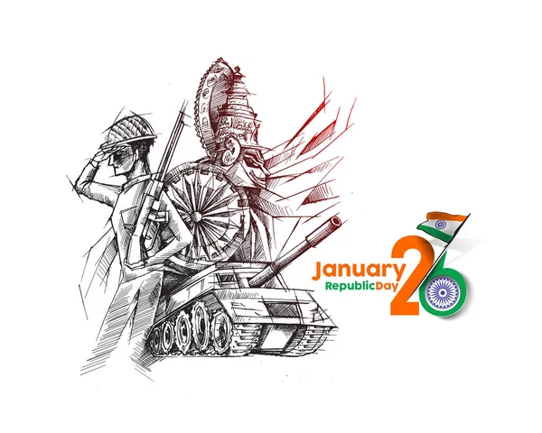 Indian Republic Day Concept Met Tekst Januari Met Hindi Typografie — Stockvector