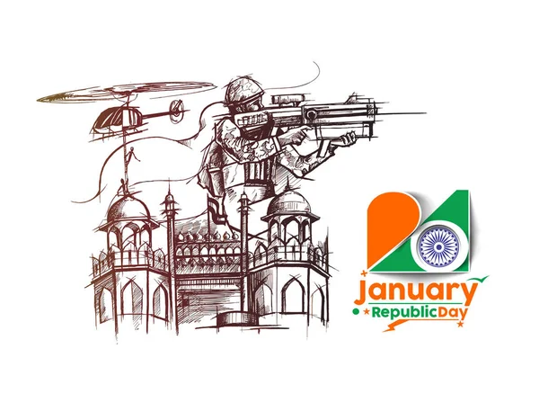 Hint Silahlı Kuvvetleri Posteri Veya Başlığı Hint Cumhuriyeti Gün Kavramı — Stok Vektör
