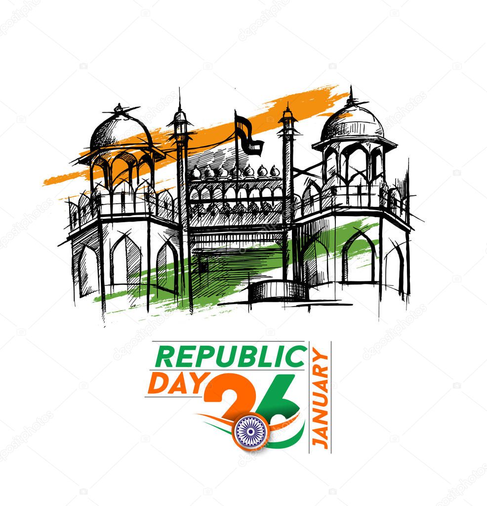 Indian Republic day concept with text 26 January with hindi typography of vande matram 