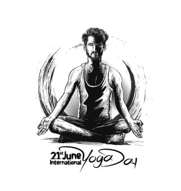 Man practicing yoga pose, 21st june international yoga day, vector illustration. clipart