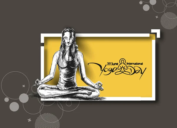 Frauen Yoga Pose Juni Internationaler Yoga Tag Vektorillustration — Stockvektor