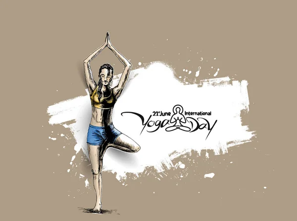 Man Tränar Yoga Pose Juni Internationell Yoga Dag Vektorillustration — Stock vektor