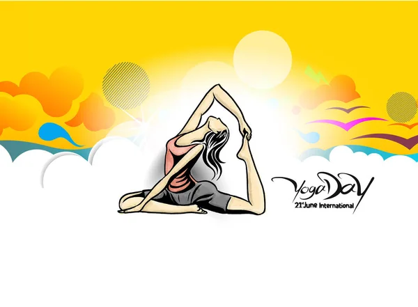 Women practicing yoga pose - 21st june international yoga day, vector illustration.