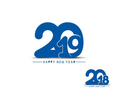 Mutlu yıllar 2019 Metin Tasarım Paterni, Vektör illüstrasyonu.