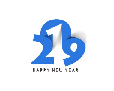 Mutlu yıllar 2019 Metin Tasarım Paterni, Vektör illüstrasyonu.