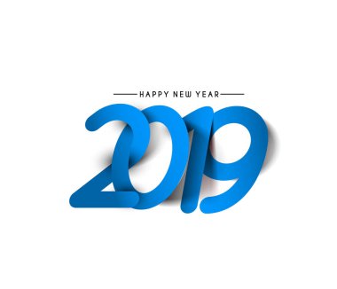 Mutlu yıllar 2019 Metin Tasarım Paterni, Vektör illüstrasyonu.