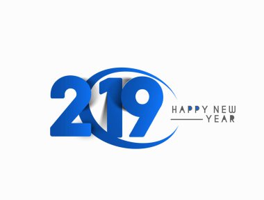 Mutlu yıllar 2019 Metin Tasarım Paterni, Vektör illüstrasyonu.