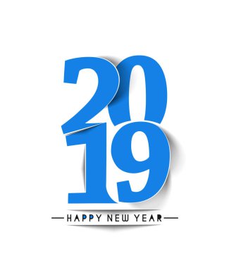 Mutlu yıllar 2019 Metin Tasarım Paterni, Vektör illüstrasyonu.