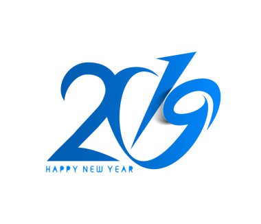 Mutlu yıllar 2019 Metin Tasarım Paterni, Vektör illüstrasyonu.