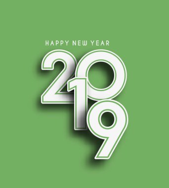 Mutlu yıllar 2019 Metin Tasarım Paterni, Vektör illüstrasyonu.