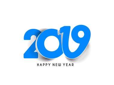 Mutlu yıllar 2019 Metin Tasarım Paterni, Vektör illüstrasyonu.